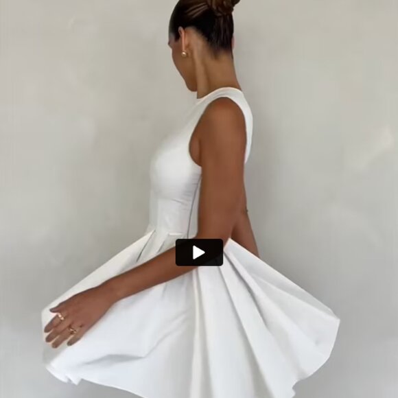 House of CB Claretta White Pleated Cotton Mini Dress - Picture 2 of 8